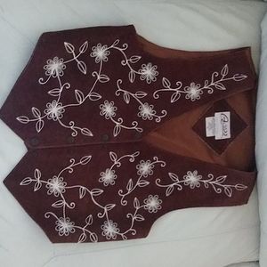 Embroidered Suede vest